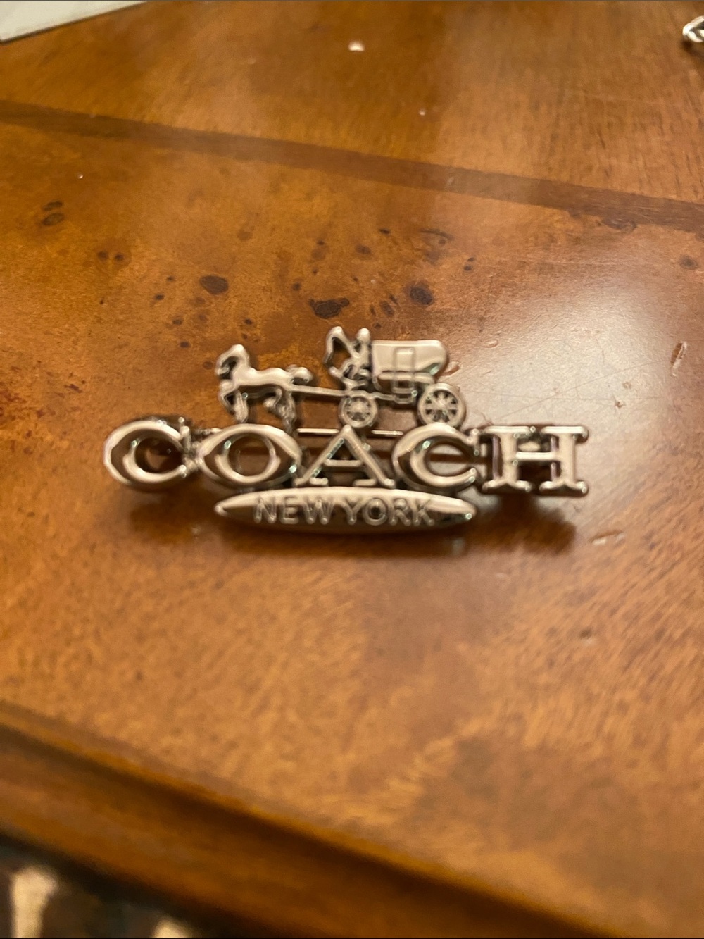 Fashion Jewelry Silver-Tone Coach Horse & Carriage Logo Brooch